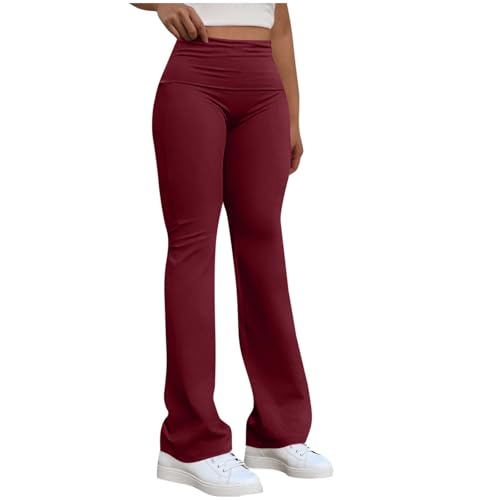 Pantalones Mujer portivos Cintura elástica Color sólido Leggings Pantalones Largos entrenamiento respirables P-446 Wine Small