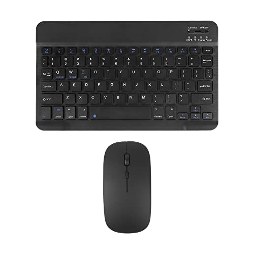 Ultra-Slim Bluetooth Keyboard and Mouse Combo, Rechargeable Portable Compact Wireless Mouse Keyboard Set for PC Computer Tablet Laptop iPad Smartphone, for Windows Mac iOS Android (Black)