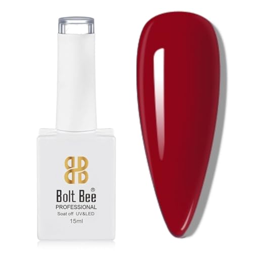 Image of Bolt Bee Cherry Red Color Gel Nail Polish Soak Off UV Gel DIY at Home Manicure Salon Nail Art (172, 15ml)