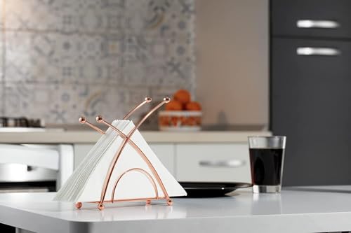 Image of Rose Gold Metal Napkin Holder for Dining Table | Tissue Paper Stand for Kitchen, Dining & Coffee Table | Rust Resistant Napkin Dispenser | Serviette Holder for Home, Restaurant & Office