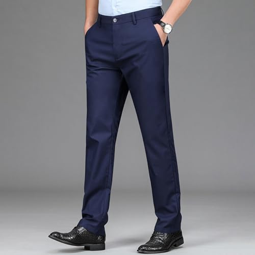 Men's Wrinkle Resistant Business Dress Pants Stylish Slim Fit Suit Pants Stretchy Casual Work Pants​2