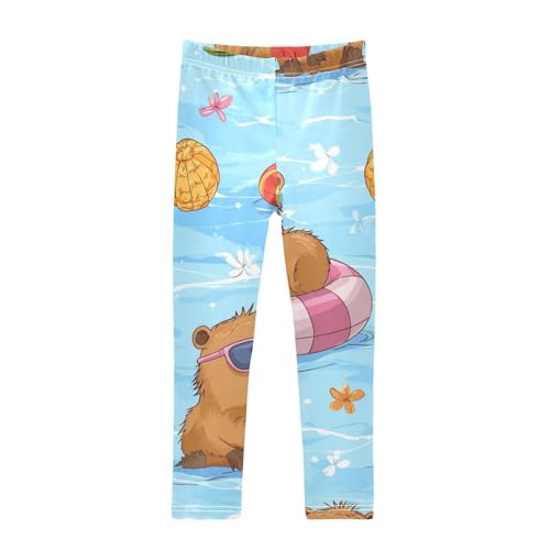 Cute Cartoon Capybara Girls Leggings Stretchy Dance Pants for Kids