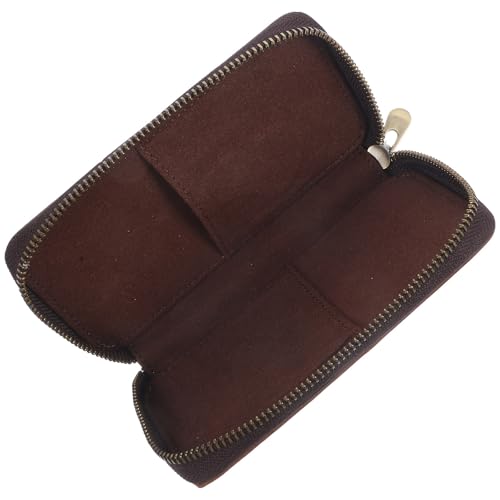 Mikikit 1pieza Estuche de Cuero Vintage para Reloj con Cremallera Bolsa de Almacenamiento Portátil para Diseño Resistente y Práctico Color Café para Viaje y Uso Diario