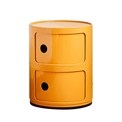 JUEMISSA Table de Chevet Ronde Simple casier en Plastique Petit Meuble créatif Meuble de Rangement Chambre Table de Chevet étroite (Color : Yellow, S : 32 * 40cm)