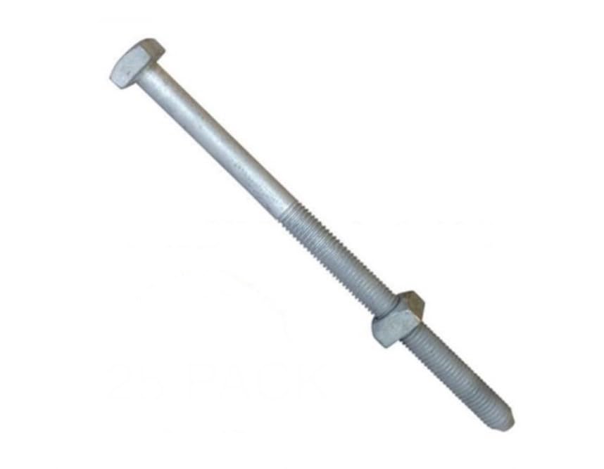 Galvanized 5/8"-11 x 12 Square Head Lag Bolt w/Nut (12)