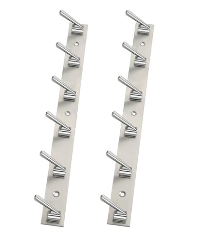 REDON Stainless Steel 6 Pin Bathroom Clothes Hanger | Hanger for Door | Clothes Wall Mounted,| Hooks Rail for Hanging Keys,Cloth,Towel, Accessories (Pack of 2)-image-6