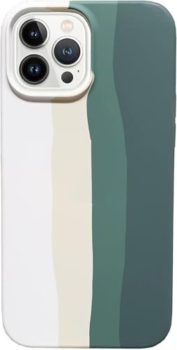 Image of M Cart Case Liquid Silicone Case Cover Gel Rubber Full Body Protection Shockproof Case Cover Compatible with iPhone 12 Cases /iPhone 12 /12 Pro (2020) 6.1 inch (Rainbow White)