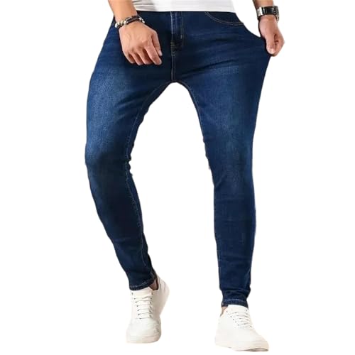 Men's Spring Fall Jeans – Slim Fit Skinny Blue Denim Pants, Casual Street Style Trousers