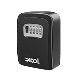 Key Lock Box, House Key Storage Lock Box with 4 Digits Combination Outdoor Key Safe Lock Box for Outside, Sturdy Wall Mounted Password Box with Mounting Kit & Waterproof Cover, Hide 5 Keys, Black