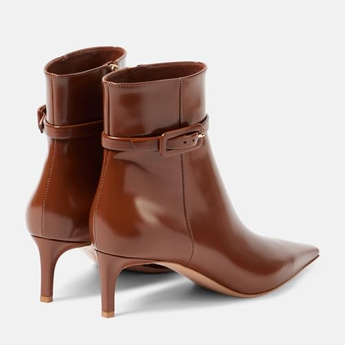 Adrizzlein Kitten Heel Booties for Women Sexy Pointed Toe Ankle Boots Patent Leather Booties Fall Winter Shoes With Zipper3