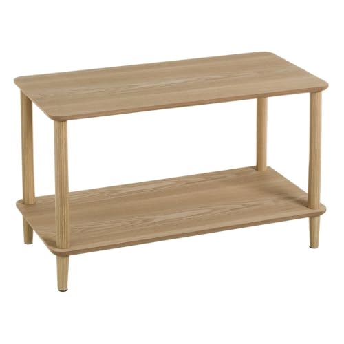 LOLAhome - Mesa de Centro Baja de Madera de Pino Estilo Nórdico Color Beige. Ideal para Salón Frente al Sofá. Medidas 47x40x80 cm. Compacta, Elegante y Funcional.