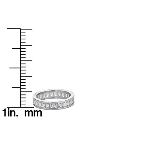 Sterling Silver 2x3mm Emerald Cut Cubic Zirconia Channel Set Eternity Band Ring2