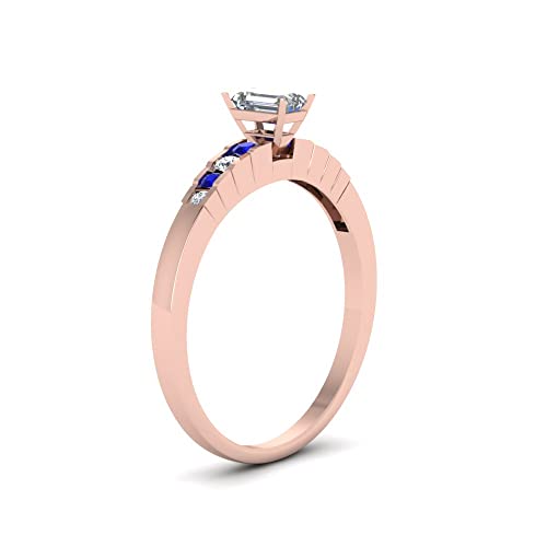 Image of 55Carat Choose Your Gemstone Diamond CZ Graduated Accent Ring Rose Gold Plated Emerald Shape Petite Engagement Rings Everyday Jewelry Wedding Jewelry Handmade Gifts for Wife US Size 4 to 12