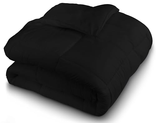 Image of Utopia Bedding Comforters 220 x 240 Size, All Season Duvet Insert, Down Alternative Box Stitched Bed Comforter with Corner Tabs, Machine Washable (Black)