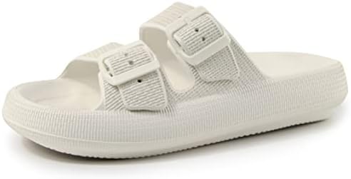 BenSorts Women Men Pillow Sandals Adjustable Buckles Slides Thick Sole