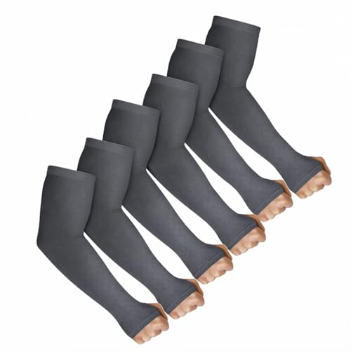 Image of PulGos UV Protection Arm Sleeves with Thumb Holes, Nylon Sun Protection Hand Cover for Running and Cycling, Unisex