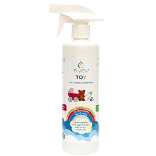 SterilOx Toy 500 ml – Spray limpiador natural con ácido hipocloroso (HOCl) para juguetes, accesorios y piel infantil – Seguro para bebés, sin alcohol, sin fragancias, uso diario sin enjuague