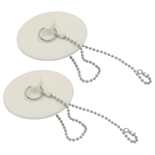 Tapón de caucho blanco para desagüe de bañera y lavabo miniatura 2