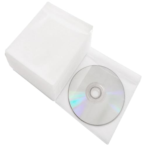 arrderly Pack of 50 CD DVD Protective Sleeves, Double Sided Standard Plastic Case, Premium CD Double Sided Plastic Sleeve for CD and DVD Storage Folders