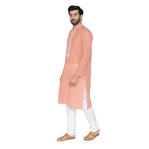 Image of Manyavar Plain Self Textured Kurta Set for Men