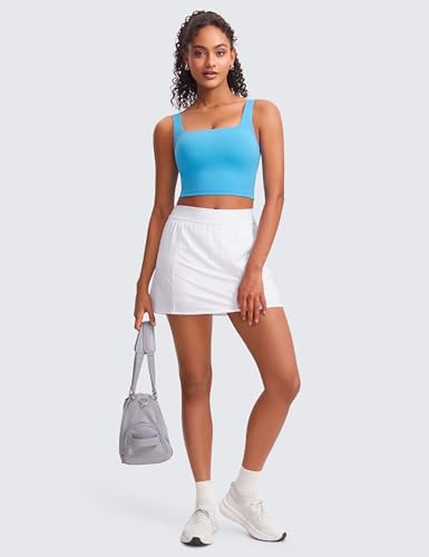 Image of CRZ YOGA Butterluxe Square Neck Crop Tank Top | Light Support, Removable Pads, Yoga, Extremely Soft, Wide Straps, Longline Sports Bras for Women