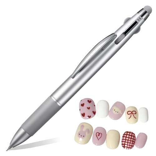 Lnngub Dotting Tool Nail Art,5-In-1 Nail Dotting Tool with Ballpoint Pen Design Nails Art Dot Pens with Size Marking and Pressing Head for Painting Dot Gems Gradient Chrome Powder