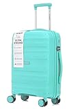 R.Leone Valigia da 1 Fino a Set 3 Bagaglio mano 55x40x20 Ryanair Medio Grande Ultra Strong Antiurto Resistente Trolley rigido leggero 8 ruote in Polipropilene 9180 (Verde Acqua, M Valigia Media)