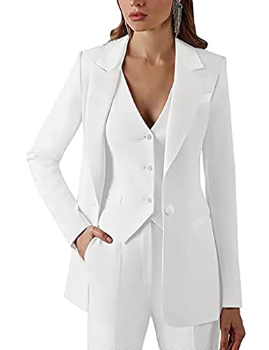 Women's 3 Piece One Button Pantsuit - Casual Solid Office Set for Work, Business, and Wedding - Elegant Dressy Suit4