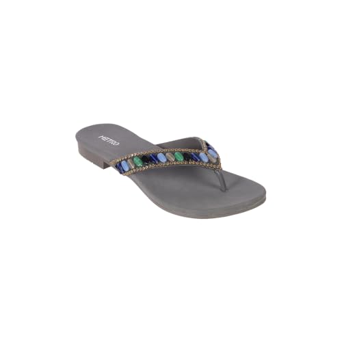 Image of Metro Women Synthetic Embellished Ethnic Casual Slip-on Sandal