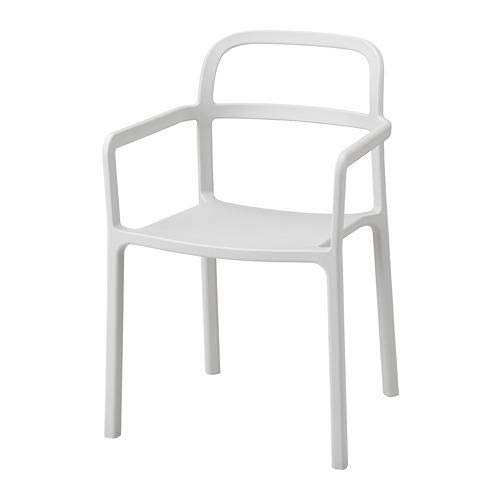 YPPERLIG Chair with armrests, in/outdoor, light grey: Buy Online