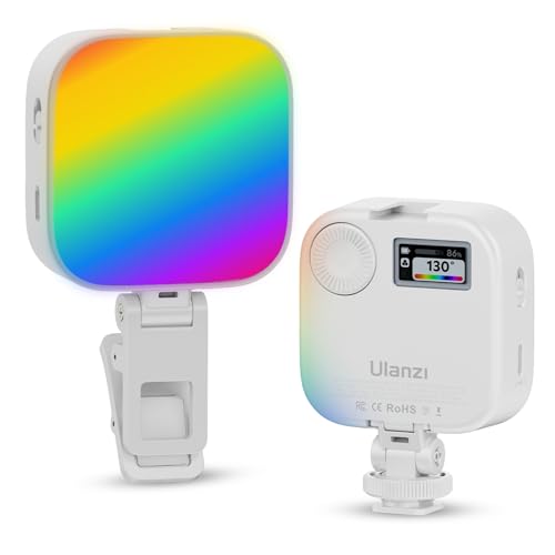 Image of ULANZI U60 RGB Video Lights White LED Camera Light 360 Full Color Portable Photography Lighting w Quick Release Cold Shoe Adapter and Clip, 2500mAh Rechargeable CRI 95+ 2500-9000K Dimmable Panel Lamp