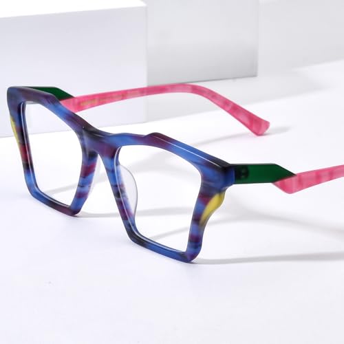 Image of HEPIDEM Gradient Multicolor Acetate Glasses Frame Women Big Oversize Eyeglasses 2023 New Spectacles Eyewear