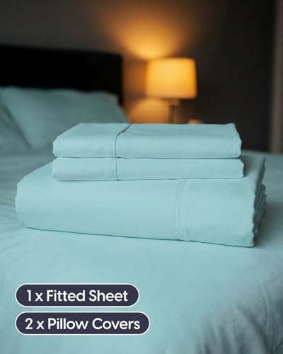 Image of Sleepy Town Cal King Size Bed Sheets - 3 Piece - NO Flat Sheet Included - California King Sheet Set - Soft, Comfy & Cooling - Easy Care - Wrinkle & Fade Free - Brushed Microfiber Sheets (Spa Blue)