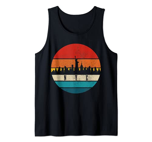 New York City NYC Skyline Vintage USA EUA New York T-shirt sem mangas, Preto