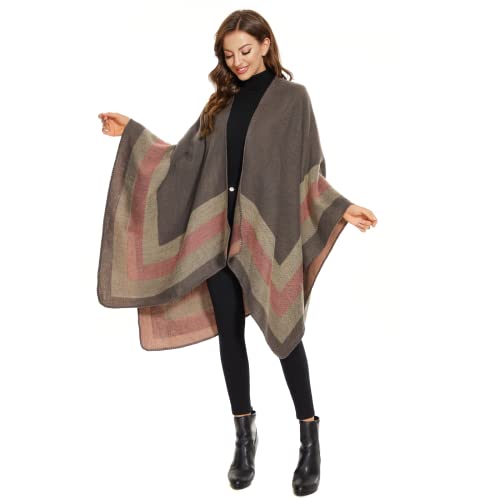 Shawl Wraps for Women, Elegant Knitted Cape Open Front Poncho Scarf Blanket Cardigan Coat for Spring, Autumn, and Winter