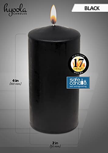 Hyoola Black Pillar Candles 2X4 Inch - 4 Pack Unscented Pillar Candles - European Made #TOP2