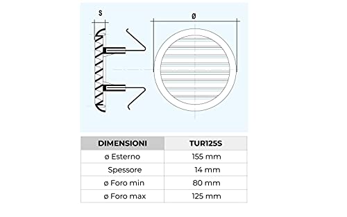 First Plast Gitter rund Hat aufstecken mit Fliegengitter d.155 80 < 125 sable-pass Air