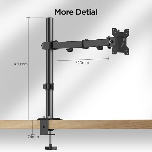 KOORUI Monitor Halterung für 13-32 Zoll, Monitor Arm für LED LCD Bildschirme bis 10 kg, Ergonomisch, Höhenverstellbar, Neigbar, Drehungbar, VESA 75x75/100x100mm