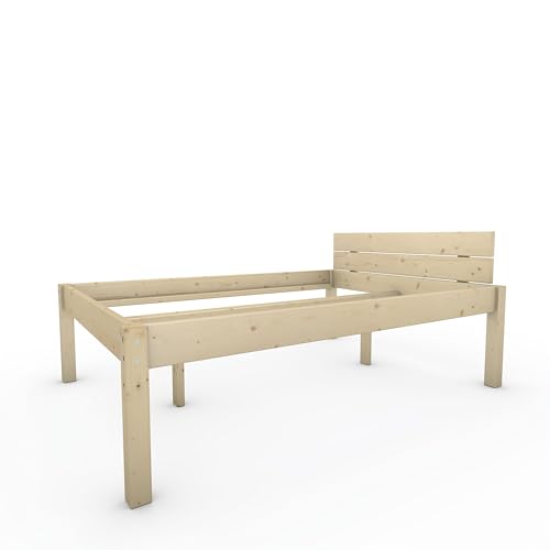 TUGA - Holztech Naturprodukt MASSIVHOLZBETT DAYBETT MASSIV Holz Bett HOLZBETT FSC 300Kg 140 x 200cm unbehandelt EXTRA HÖHE 58cm