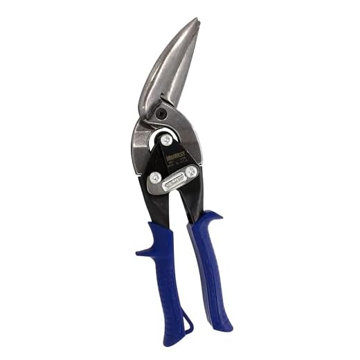 MIDWEST Power Cutters Long Cut Snip - Straight Cut Offset Tin Cutting Shears with Forged Blade & KUSH'N-POWER Comfort Grips - MWT-6516
