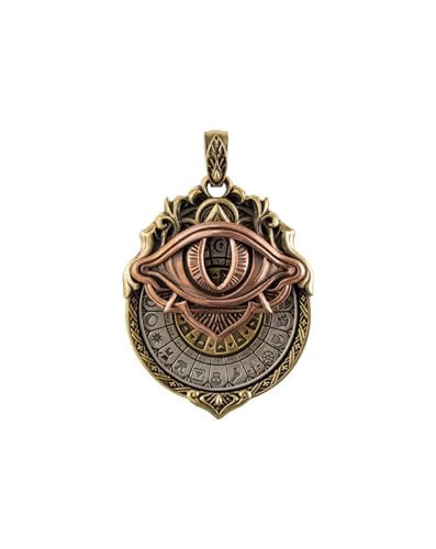 COPPERTIST.WU Tarot Vision Pendant - All-Seeing Eye Necklace, Tarot Card Symbol Pendant, Mystic Divination Jewelry, Spiritual Guidance, Fate Insights, Smooth Rotation (Brass & Copper & White Bronze)