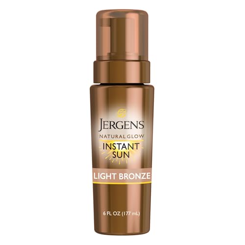 Jergens Natural Glow Instant Sun Body Mousse, Self Tanner for Light Bronze Tan, Sunless Tanning Body...