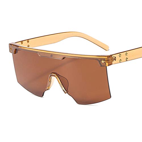 Preisvergleich Produktbild Sonnenbrille Klassische Übergroße Sonnenbrille Herren Mode Brille Kunststoff Weibliche Quadrat Sonnenbrille Uv400 Schutz Spiegelbraun