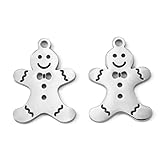 Ipotkitt 20Pcs Christmas Theme Gingerbread Man 304 Stainless Steel Charm Pendants Vintage Ornaments for DIY Craft Jewelry Making Accessories - 19x13mm