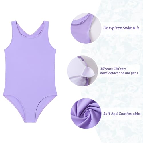 Image of Girls One Piece Swimsuit Quick Dry Swimwear Beach Bathing Suit for 3-18 Years