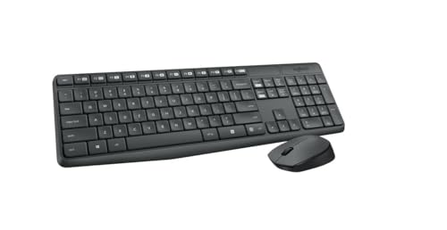 Logitech MK235 Wireless Keyboard and Mouse Combo for Windows 2.4 GHz Arabic-English Layout - Black