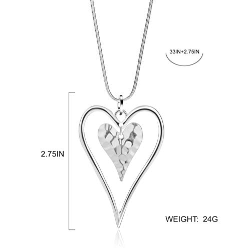 Long Heart Necklace for Women Chain Pendant Y Necklace Set Statement Pendant Chic Jewelry With Gifts Box4