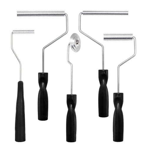 YOUEON 5 Pcs Fiberglass Roller Tools Kit Fiberglass Laminating Rollers with Aluminum Head Resin Laminating Roller Set for Mold Composite Projects Tub Boat Repair
