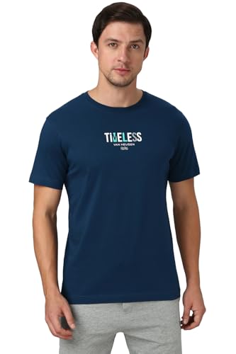 Image of Van Heusen Men Cotton Regular Fit Athleisure Graphic T-Shirt - Round Neck, Short Sleeve, Minimal Print