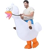 Spooktacular Creations Adults Inflatable Costume, Riding On a Goose Blow up Costume, White Goose Inflatable Suit for Halloween Costume Party Halloween themed Party